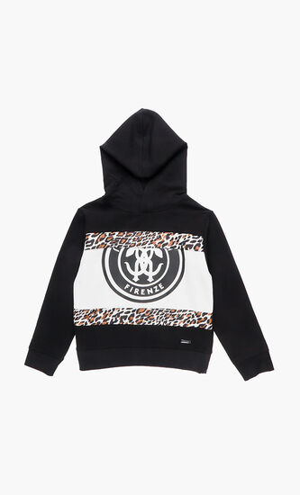 Leopard Print Paneled Hoodie
