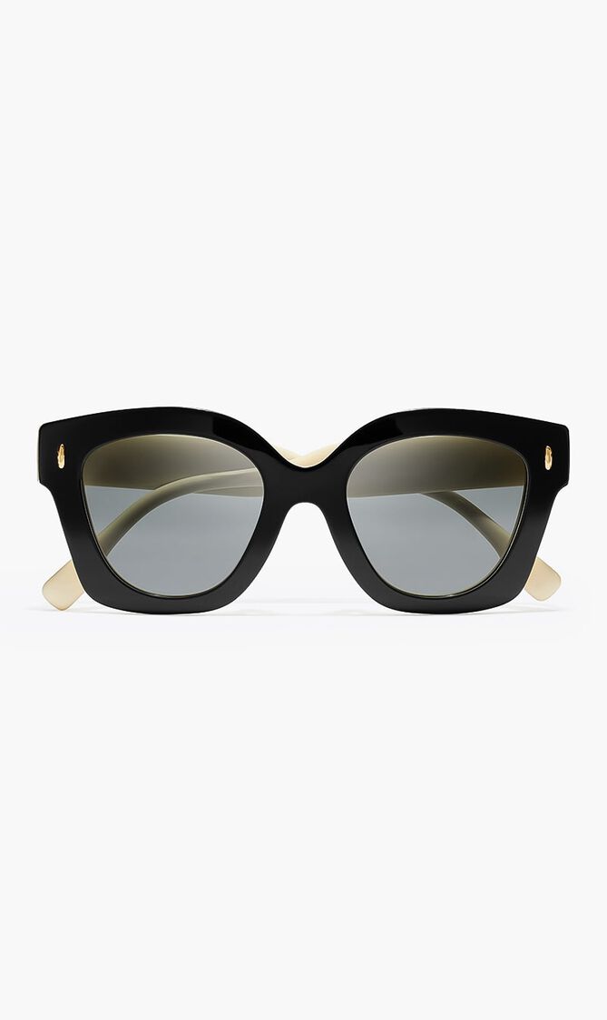 BLACK/IVORY FRAME WITH DARK GREY LENS 49