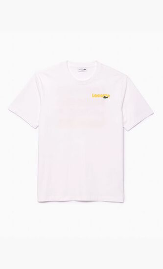 Washed Effect Ombr&eacute; Lacoste Print T-shirt