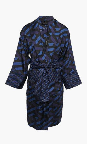Geometric Print Silk Robe
