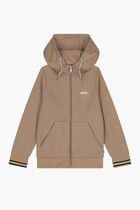 Logo Hooded Zip Up Top
