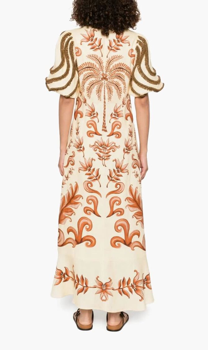 Milani Off White V Neckline Short Sleeve Maxi Dres