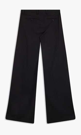PANT INFORMAL WIDE LEG ZIPPED WAISTAND SOLID BLK