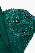 One Shoulder Beaded Sleeves Dress