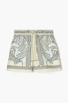 PRINTED LINEN CAMP SHORT