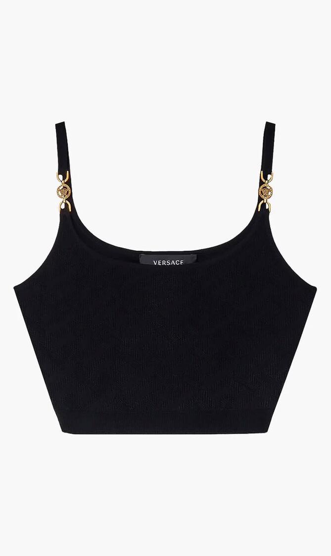 TOP CROP BRALETTE KNIT MEDUSA STRAP SOLID