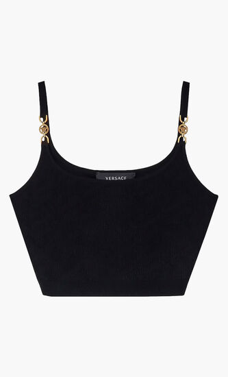 TOP CROP BRALETTE KNIT MEDUSA STRAP SOLID