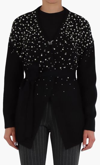 Sibilla Belted Embellished Cardigan
