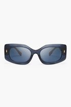 TRANSPARENT BLUE FRAME WITH DARK BLUE LENS 50