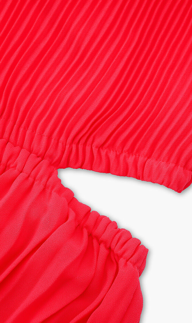 Pleated Georgette Cutout Dress