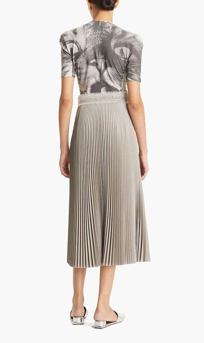 PLEATED MELANGE VISCOSE SKIRT