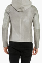 Bovine Leather Hooded Jacket