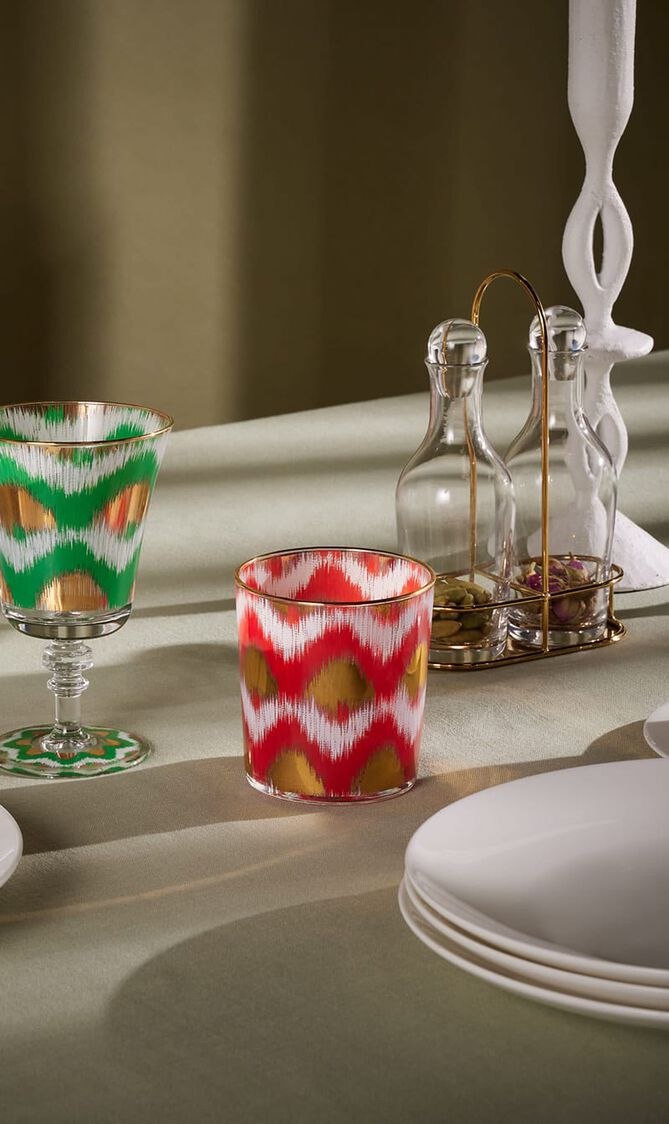 Ikat Tumbler Glass Red