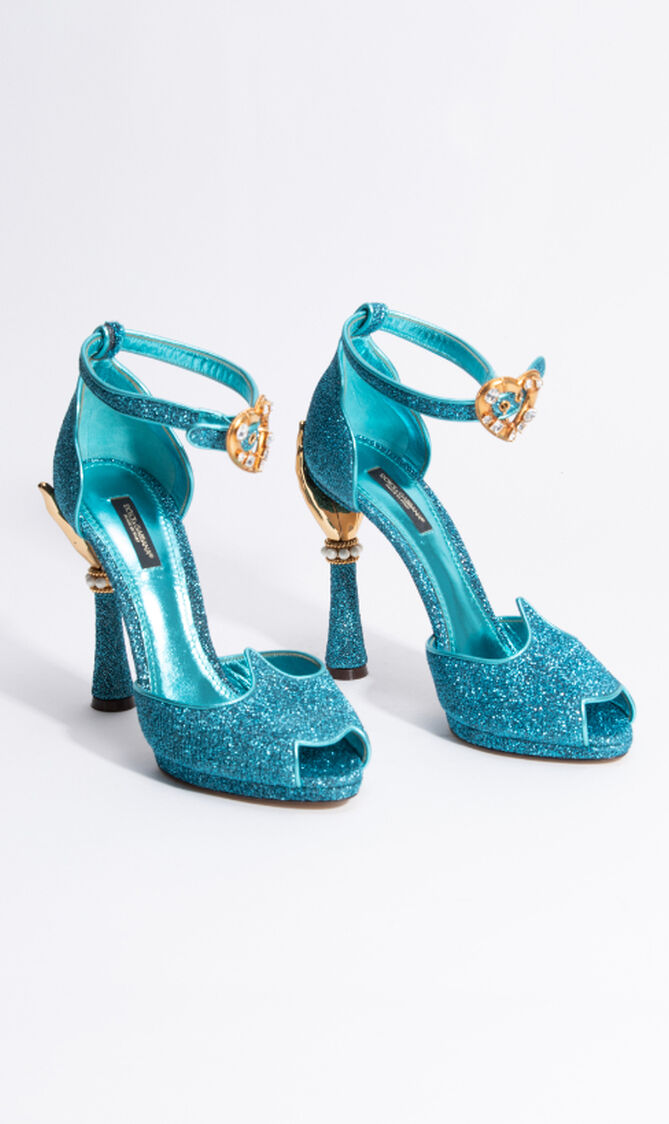 Lurex sandals with sculpted heel Clearance