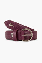Engraved Curved Buckle Leather Belt