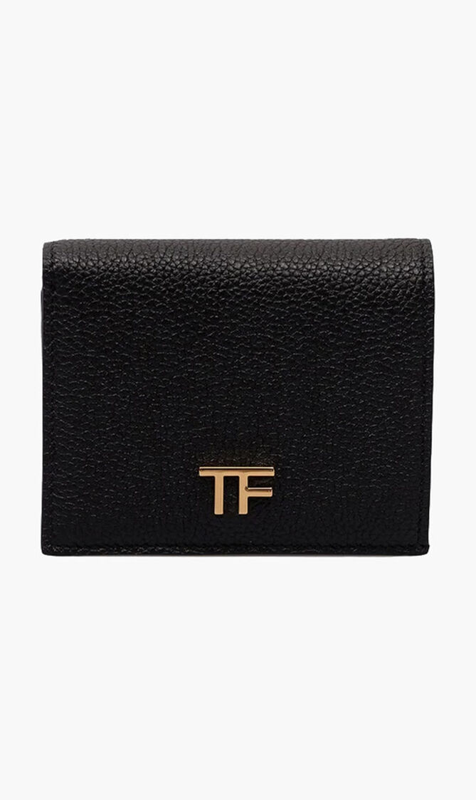 Leather Wallet with Metal Logo