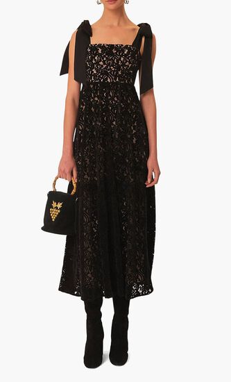 BLACK VELVET LACE SLEEVELESS MAXI DRESS