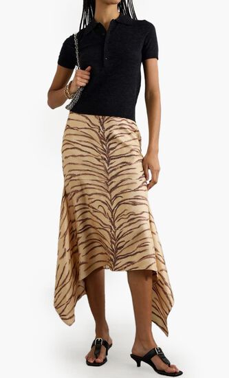 TIGER PRINT ASYMMETRIC SKIRT