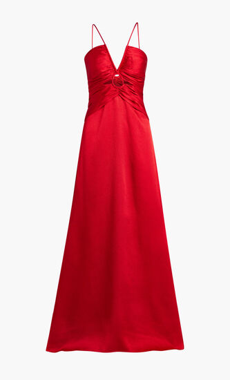 SLEEVELESS SATIN LONG DRESS