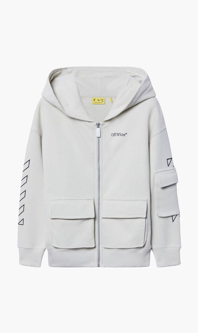 BOOKISH DIAG HOODIE ZIP UP LIGHT GREY