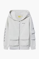 BOOKISH DIAG HOODIE ZIP UP LIGHT GREY