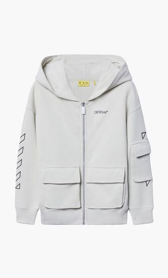 BOOKISH DIAG HOODIE ZIP UP LIGHT GREY