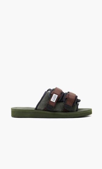 Moto Shearling-Trim Slides
