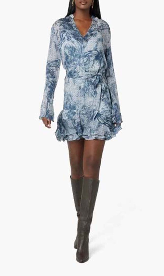 Belted Chiffon Mini Dress