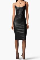 Medusa 95 Corset Leather Midi Dress