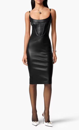 Medusa 95 Corset Leather Midi Dress