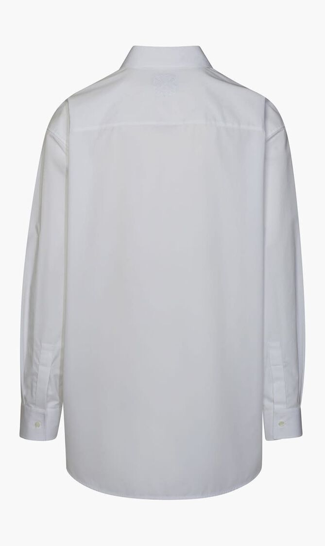 OW EMB HEAVYCOT OVERSHIRT WHITE BLACK