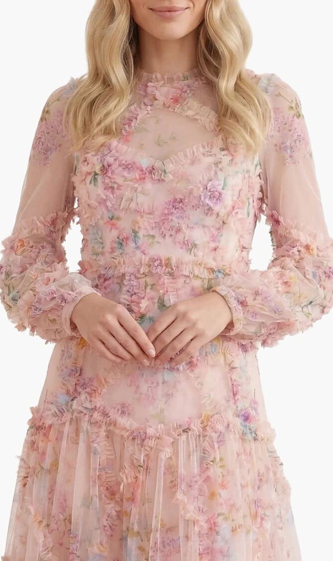 Floral Diamond Ruffle Ballerina Dress