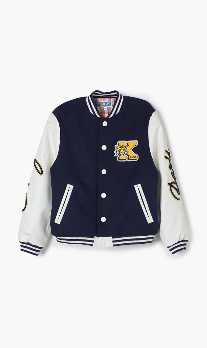 Logo Applique Colour Block Bomber Jacket