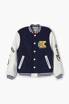 Logo Applique Colour Block Bomber Jacket