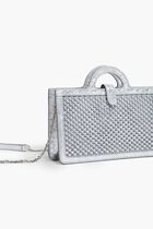 Silver Rhinestone Tropicalia Long Wallet With Chain Strap