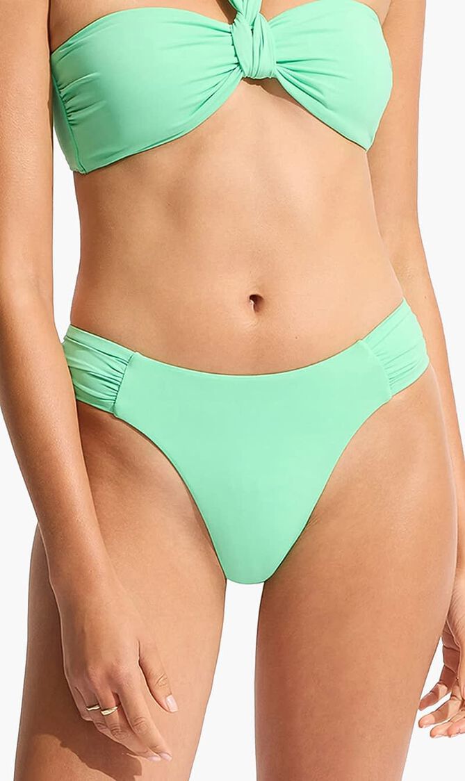 High Leg Ruched Side Bikini Bottom