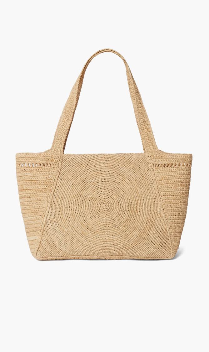 Logo Small Crochet Raffia Tote Bag