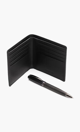 Textured Leather Bi-fold Wallet and Irving Ballpoint Pen Set