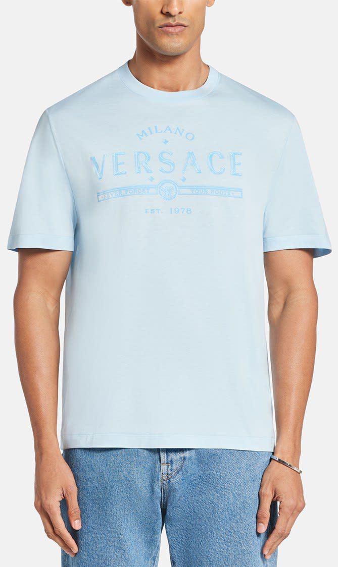 T-SHIRT COMPACT COTTON JERSEY FABRIC + NEVER FORGET VERSACE PRINT