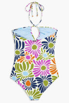 GEMMA ONE PIECE-HALTER NECK BACKLESS ONE PIECE WITH CRISS CROSS STRAPS AND FRONT TEAR DROP CUTOUTS
