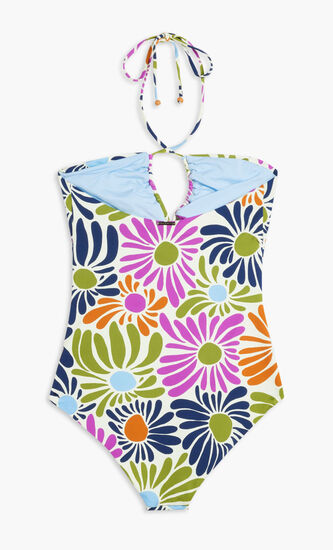 GEMMA ONE PIECE-HALTER NECK BACKLESS ONE PIECE WITH CRISS CROSS STRAPS AND FRONT TEAR DROP CUTOUTS