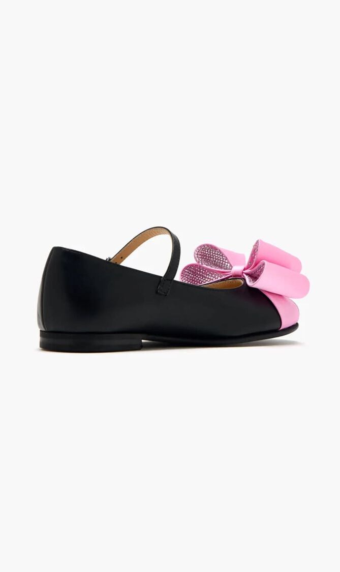 LE CADEAU BLACK AND PINK SATIN MINI BALLERINA