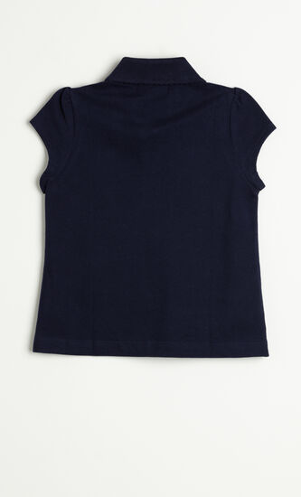 Scalloped Collar Mini Pique Polo Shirt