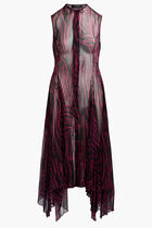 Zebra Print Midi Shirt Dress in Sheer Chiffon