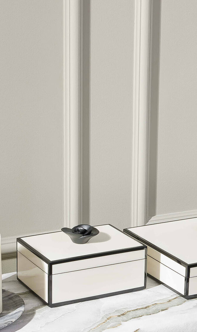 صندوق من البورسلين بمقبض على شكل زهرة سوداء