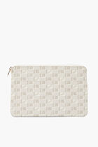 FOLIO POUCH WITH ZIP CLOSURE AND LEATHER WRISTLET