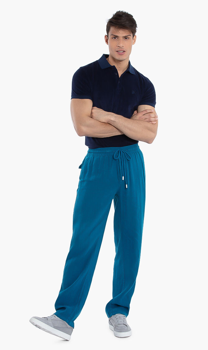 Solid Linen Drawstring Pants