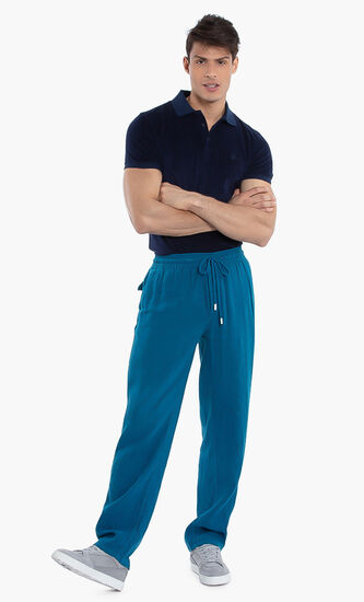 Solid Linen Drawstring Pants