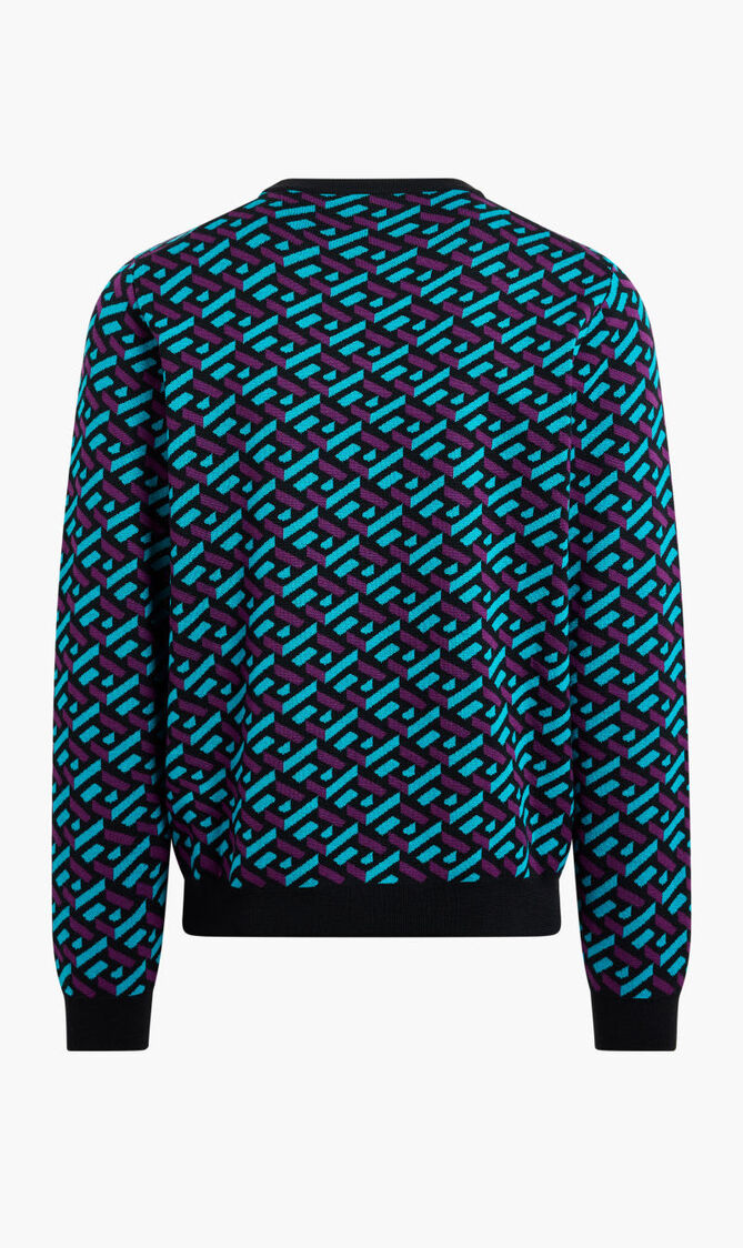 KNIT SWEATER SERIE LA GRECA ALL OVER JACQUARD