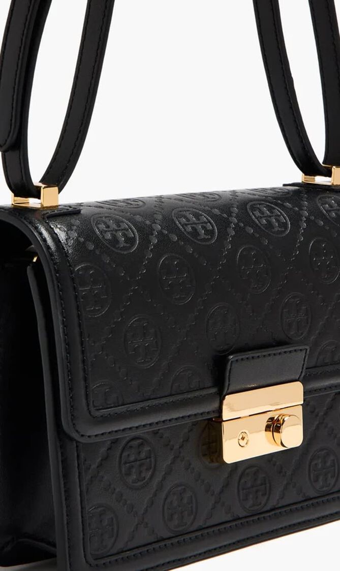 T Monogram Leather Shoulder Bag